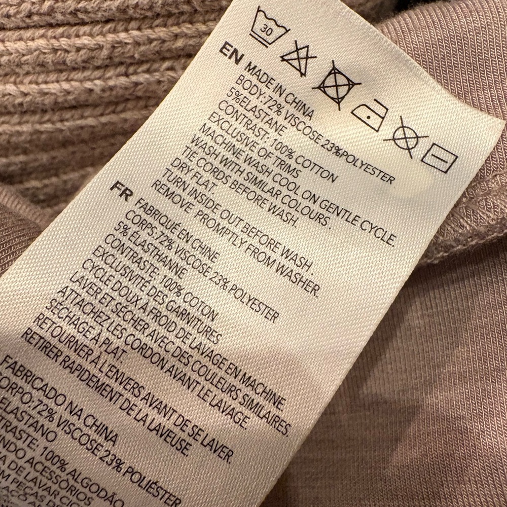 Varley Hannah Beige Cowl Neck Double Soft Sweat Top Oversized - Picture 6 of 10